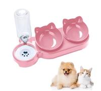 Cat Feeding Bowl with Water Dispenser Three-in-One Cat Food and Water Bowl Set, Raised Gravity Water and Double Food Bowls Whisker Wet Dry Elevated Feeding Bowls for Dogs (Pink, 40 * 22 * 14CM)