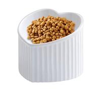 Cat Feeding Bowls | Pet Feeding Food Water Inclined Bowl,Elevated Heart Shape Slanted Cat Dish, Shallow Porcelain Pet Feeder for Small To Medium Cats