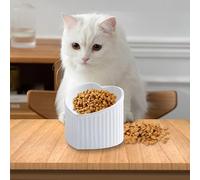 Cat Feeding Bowls,Pet Feeding Food Water Inclined Bowl | Elevated Heart Shape Slanted Cat Dish, Shallow Porcelain Pet Feeder for Small To Medium Cats