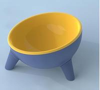 Cat Feeding Bowls Tilted Raised, Elevated Pets Food and Water Feeder with 15°angle of Inclination, Neck Protective Bowl for Cats and Dogs (Yellow)
