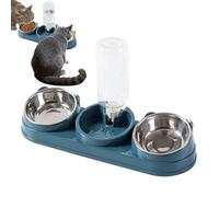 Cat Feeding Station - 41x7.5cm Raised Bowl, ABS Material Water Dish, Stainless Steel Insert With Spill Reduction Design | Indoor Outdoor Mixing For A