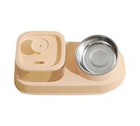 Cat Feeding Station - Double Bowl Dispenser, Slow Feeding Bowl | Automatic Leak-proof Water Food Separation Design Set, for Cats, Dogs, Multiple Pet Houses