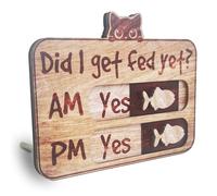 Cat Feeding Tracker-AM PM 2-Meal Wooden Fridge Magnets - Cat Feeding Reminder(3.5'' x 5.4'') with Stand - Did I Get Fed Yet-Pet Accessories to Track & Prevent Overfeeding or Underfeeding of Pets-A03