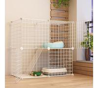 Cat Fence Indoor Removable DIY Metal Cat Cage Ferret Cage Dog Cage Cat Fence Cat Carrier Outdoor RV, Camping Cat Fence Cat Tree Suitable For 1-2 Cats Balcony Cattery,White-74x37x74cm/29.1x14.6x29.1in