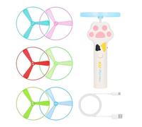 Cat Fetch Toy - Helicopter Cat Toy, Chasing Flying Propeller, Interactive Cats Toys, Rechargeable Flying Enrichment Launcher With 6 Discs | For Outdoor Play Garden Backyard Patio Balcony