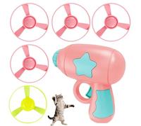 Cat Fetch Toy Launcher with Colorful Flying Propellers Set, Flying Saucer Toy for Cats for Training and Chasing (Pink)