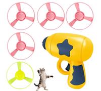 Cat Fetch Toy Launcher with Colorful Flying Propellers Set, Flying Saucer Toy for Cats for Training and Chasing (Yellow)