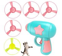 Cat Fetch Toy Launcher with Colorful Flying Propellers Set, Flying Saucer Toy for Cats for Training and Chasing (Blue)