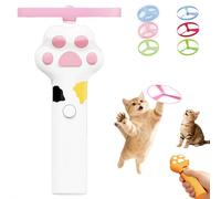 Cat Fetch Toy, USB Rechargeable Flying Disc Launcher with Glow-in-the-Dark Discs, Interactive Cat Hunting Toys for Indoor Outdoor, Propeller Cats Toy for Bored Kittens Adult Cats