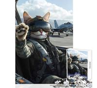 Cat Fighter Pilot Puzzles for Adults 1000 Puzzles Great Gifts for Games Precision Cutting DIY Toys for And from 14 Years And over (38x26cm)