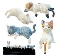 Cat Figures, Miniature Cats - 4 x Resin Screen Statues, Car Ornaments, Collectible Figures, Rearview Mirror Ornaments, Central Control Screen Decorations for Cars