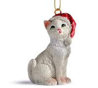 Cat Figurine Christmas Ornaments (White)