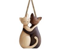 Cat Figurine Sculpture - 2d Cat Sculpture Home Decor, Cute 2d Flat Wooden Animal Shaped Pedant Cats Couple Figurines In Love For Christmas, Wedding, Home, Halloween, Birthday