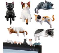Cat Figurines Playset, 6 PCS Set Realistic Kitten Cartoon Cute Cat Table Book Miniature, Cake Toppers Kitten Toys, Car Table Garden Aquarium Decoration, Birthday Gift for Kids Boys Girls Children