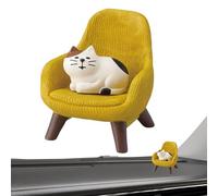 Cat Figurines - Resin Animal Figures with Sofa, Resin Animal Statue, Home Decor Cat Animal Sculpture, Kitten Figurine for Home Desktop Decoration