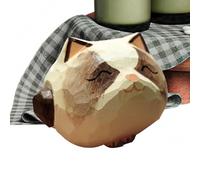 Cat Figurines - Wooden Statue Ornament Charming Expression Miniature | Handcrafted Decorative Accent Whimsical Display Collectible for Christmas Kids Girls Outdoor Car Desk Home