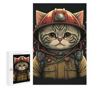 Cat Firefighter Hero -2 Jigsaw Puzzle, 1000 PCS, Indoor Activity for The Home, A for Adult Puzzle Lovers, for Festive Fun