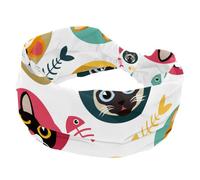 Cat Fish Bones are Cute Wide Headbands for Women Non Slip Turban Headband Elastic Hair Bands Yoga Hairband Sweat Sports Workout Headwrap