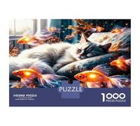 Cat Fish Fur Glow 1000 Pieces Jigsaw Puzzle Surreal Aquatic Charm Premium Jigsaw Puzzle Premium Cardstock Senior Enthusiasts Concentration Training Housewarming Gift Indoor Leisure 52x38cm/1000pcs