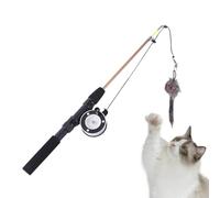 Cat Fishing Rod, Cat Fishing Rod Toy - Toy Retractable Cat Cane Toy for Indoor Cats, Interactive Cat Toys Kitten Exercise Toy with 2 Section Fishing Rod for Indoor and Outdoor Cats