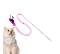 Cat Fishing Rod with Stake | Teaser Wand with Squeaker and Feathers - Interactive Cat Toy in the Shape of a Snake with Mesh Net - For Play, Exercise, Hunting, Boredom and Boredom