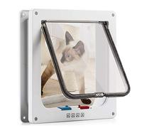 Cat Flap 4 Way Magnetic Closure for Cats and Small Dogs Dog Door Cat Door Pet Flap (L-23.5 * 25 * 5.5cm, White)