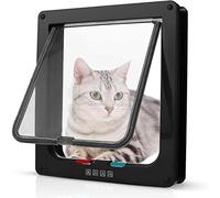 Cat Flap Microchip Activated for UPVC and Wooden Doors - Large, Black