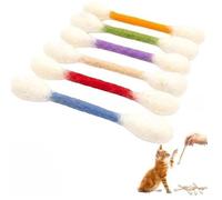 Cat-flavoured cotton buds with catnip - pack of 6 giant kitten chew sticks, interactive felt cat toys, durable indoor cat chew toys