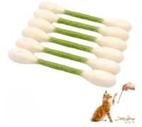 Cat-flavoured cotton buds with catnip - pack of 6 giant kitten chew sticks, interactive felt cat toys, durable indoor cat chew toys