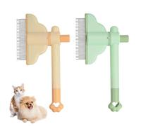 Cat Flea Comb, 2PCS 360° Rotating Pet Grooming Dematting Brush with Quick-Release Button & Hanging Hole for Long Hair Shedding