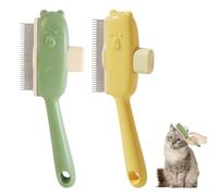 Cat Flea Comb, 2PCS Cute Cats Massaging Comb with Release Button, Flea Remover Tool for Small Animals Grooming