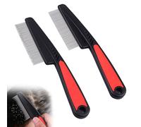 Cat Flea Comb for Dogs 2 Pcs Ergonomic Handle Fine Tooth