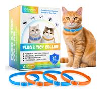 Cat Flea Tick Collar Treatment Adjustable 24 Month Protection Blue Orange 4 Pack