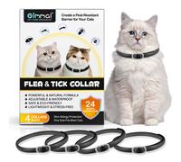 Cat Flea Tick Collar Treatment Pet Adjustable 24 Month Protection Black 4 Pack Collars
