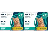 Cat Flea Treatment Spot On x 4 Pack - Flea Treatment Cat Spot On for Cats & Kittens Over 1kg - Fast-Acting FleaSolve Solution x 2 Pipettes