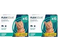 Cat Flea Treatment Spot On x 6 - Flea Treatment Cat Spot On for Cats & Kittens Over 1kg - 6 Pipettes, 6 Doses - Fast-Acting FleaSolve Solution (Pack of 2)
