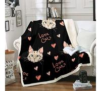 Cat Fleece Throw Blanket Cartoon Pet CatsPlush Blanket for Sofa Bed Cute Kittens Sherpa Blanket Cat Lovers 3D Animal Fuzzy Blanket Baby 30x40 Inch