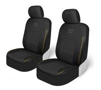 CAT FlexHybrid Black Car Seat Covers PU + Mesh Breathable Heavy Duty PU Leather & 3D Mesh 2-Piece Automotive Protectors