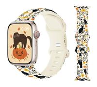 Cat & Floral Watch Band Compatible for Apple Watch 38mm 40mm 41mm 42mm 44mm 45mm 49mm, Halloween iWatch Bands for Women Compatible for Apple Watch Series Ultra 8 7 6 5 4 3 2 1 SE