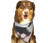Cat Floral Watercolor Dog Bandanas Adjustable Kerchief Triangle Bibs Scarf Washable Soft Pet Bandanas for Medium Large Puppy Cats Pet Costume Accessories Decoration