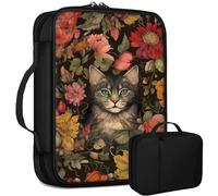 Cat Flower Bible Bag Large Bible Case Cover for Women Men, Multi-Functional Church Bag Bible Protector with Handle Zippered Pocket Christian Gift Bible Study Supplies