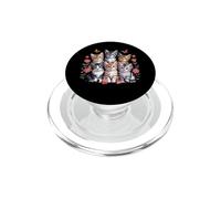 Cat Flower Floral Cute Kittens Butterfly Artwork PopSockets PopGrip for MagSafe