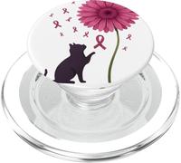 Cat Flower Paw For Cure Breast Cancer Awareness Support PopSockets PopGrip for MagSafe