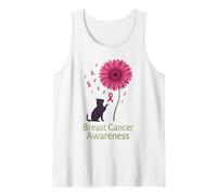 Cat Flower Paw For Cure Breast Cancer Awareness Support Tank Top