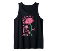 Cat Flower Paw For Cure Breast Cancer Awareness Support Tank Top