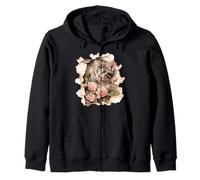 Cat Flowers Cat Lover Zip Hoodie