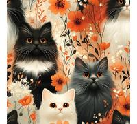 Cat Flowers Peel and Stick Wallpaper 3D Printed Watercolor Art for Boys Girls Teen Bedroom Living Room Kitchen Removable Decor Wall Mural Paper 17.3"x393"