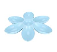 Cat Food and Water Bowl Flower Petals Shaped 6 Grids Pet Feeding Bowl Durable FoodGrade Plastic for Multiple Cats Feeding 16.3x16.3in (Blue)