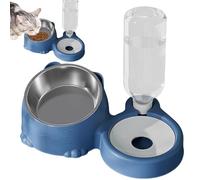Cat Food And Water Bowl Set - 10.04x6.3x5.71 Inch 2-In-1 Cat Foods And Water's Bowls Set, Tilted Stainless Steel, Food Bowl With Water Dispenser | Feeding Station For Cats, Small Dogs, Black