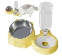 Cat Food And Water Bowl Set - 10.04x6.3x5.71 Inch 2-In-1 Cat Foods And Water's Bowls Set, Tilted Stainless Steel, Food Bowl With Water Dispenser | Feeding Station For Cats, Small Dogs, Black
